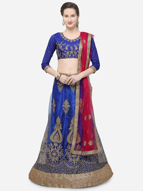 zari embroidered a-line lehenga - 16188005 - Standard Image - 1