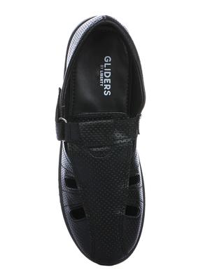 black leatherette back strap sandals - 16190958 - Standard Image - 4