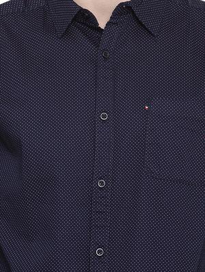 navy blue printed casual shirt - 16196308 - Standard Image - 4
