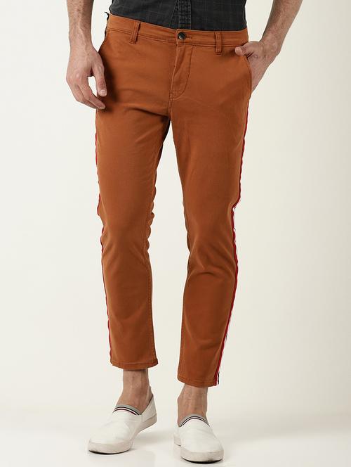 brown solid chinos - 16196661 - Standard Image - 1