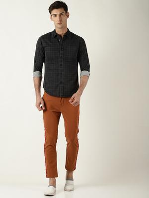 brown solid chinos - 16196661 - Standard Image - 4