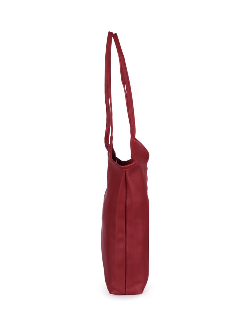 maroon leatherette (pu) regular handbag - 16198587 - Zoom Image - 4