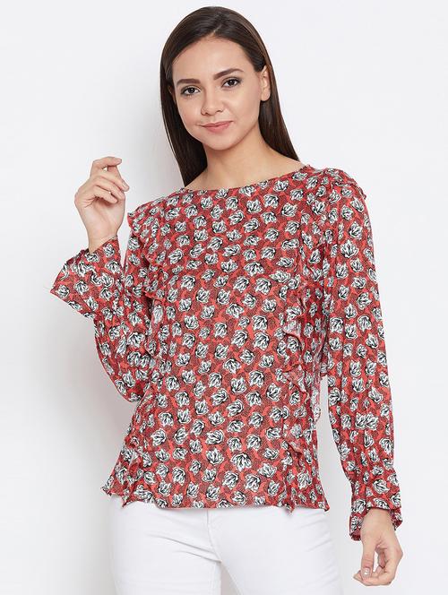 ruffle detail floral top - 16198964 - Standard Image - 1