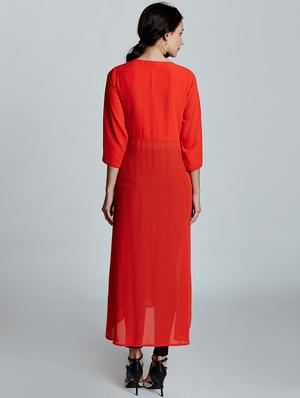 solid high slit kurta - 16200796 - Standard Image - 4