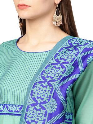turquoise kurta pant dupatta suit set - 16200800 - Standard Image - 4