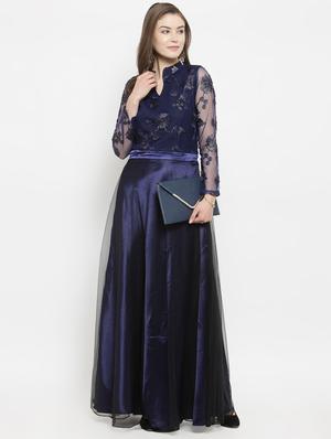 mandarin neck embroidered gown - 16201092 - Standard Image - 4