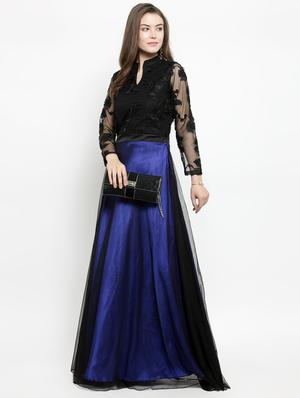 mandarin neck embroidered gown - 16201094 - Standard Image - 4