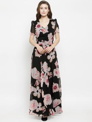 floral flared maxi dress - 16201097 - Standard Image - 4