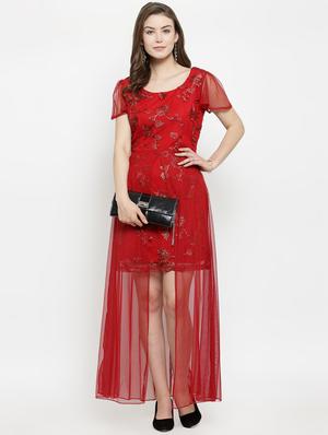 ruffle sleeved embroidered layered dress - 16201102 - Standard Image - 4
