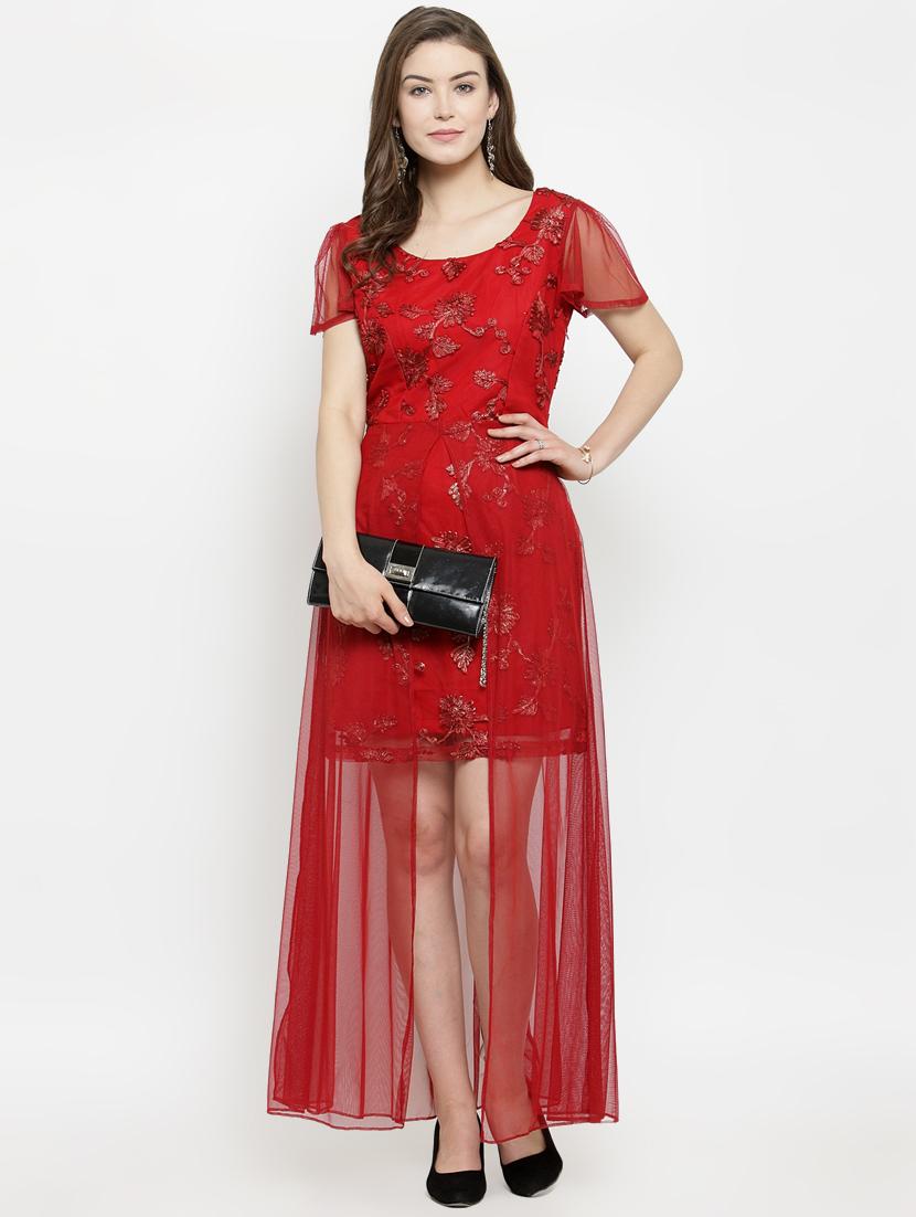 ruffle sleeved embroidered layered dress - 16201102 - Zoom Image - 4