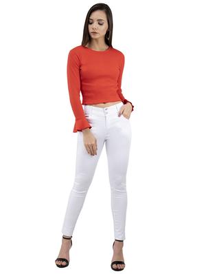 flute sleeved crop top - 16202624 - Standard Image - 4