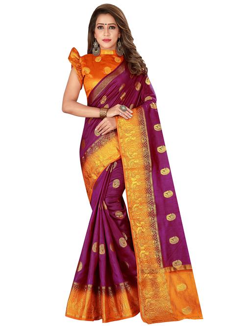 conversational zari motif woven saree with blouse - 16202705 - Standard Image - 1
