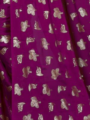 foil printed saree with blouse - 16204189 - Standard Image - 4