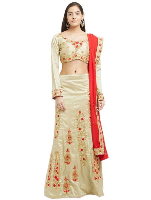embroidered straight lehenga - 16208147 - Standard Image - 1