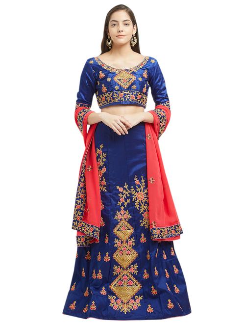 embroidered a-line lehenga - 16208149 - Standard Image - 1