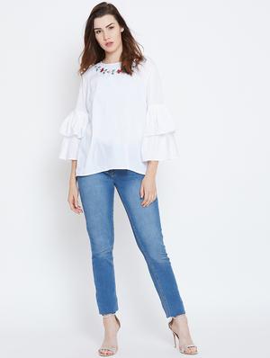 bell sleeved embroidered top - 16208499 - Standard Image - 4