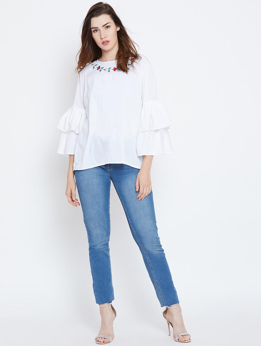 bell sleeved embroidered top - 16208499 - Zoom Image - 4