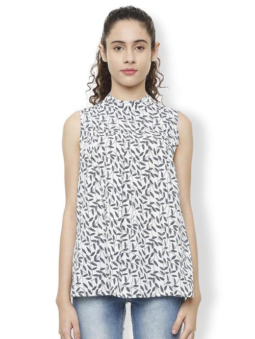 mock neck printed top - 16209055 - Standard Image - 1