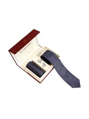 Purple micro-fiber tie , pocket square and cuff links - 16209554 - Standard Image - 4