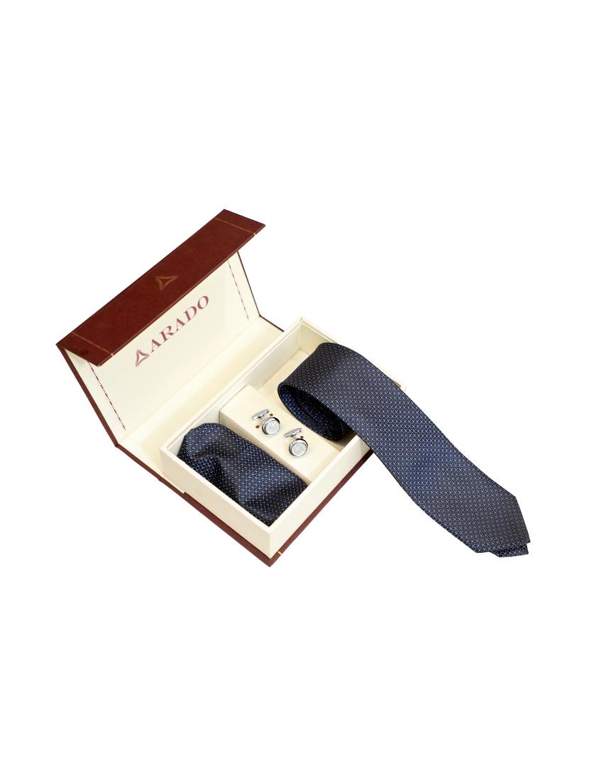 blue micro-fiber tie , pocket square and cuff links - 16209555 - Zoom Image - 4