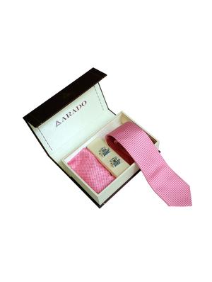 pink micro-fiber tie , pocket square and cuff links - 16209559 - Standard Image - 4