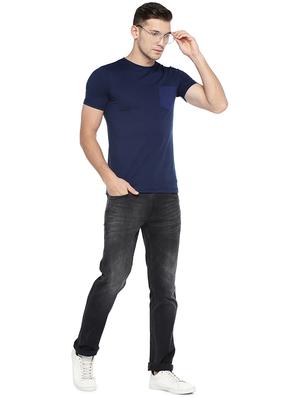 navy blue solid pocket t-shirt - 16215482 - Standard Image - 4