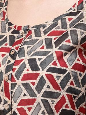 Geometric print flared kurta with pant set - 16215829 - Standard Image - 4
