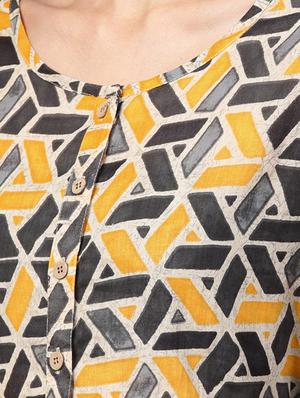 Geometric print flared kurta with pant set - 16215834 - Standard Image - 4