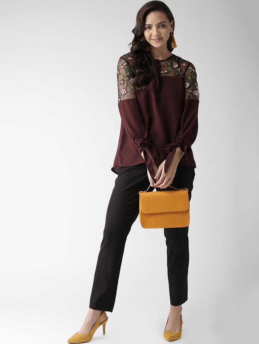 sheer panel embroidered top - 16216620 - Zoom Image - 4