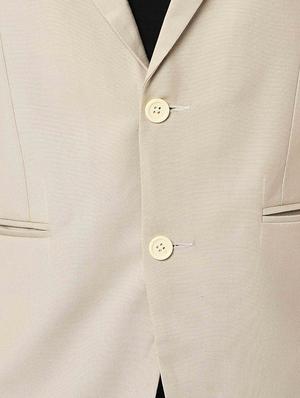 beige solid single breasted casual blazer - 16216829 - Standard Image - 4