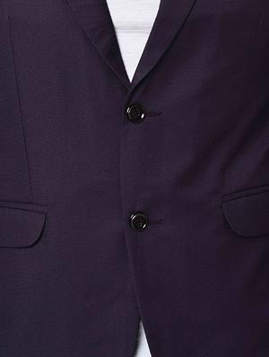 purple solid single breasted casual blazer - 16216833 - Standard Image - 4