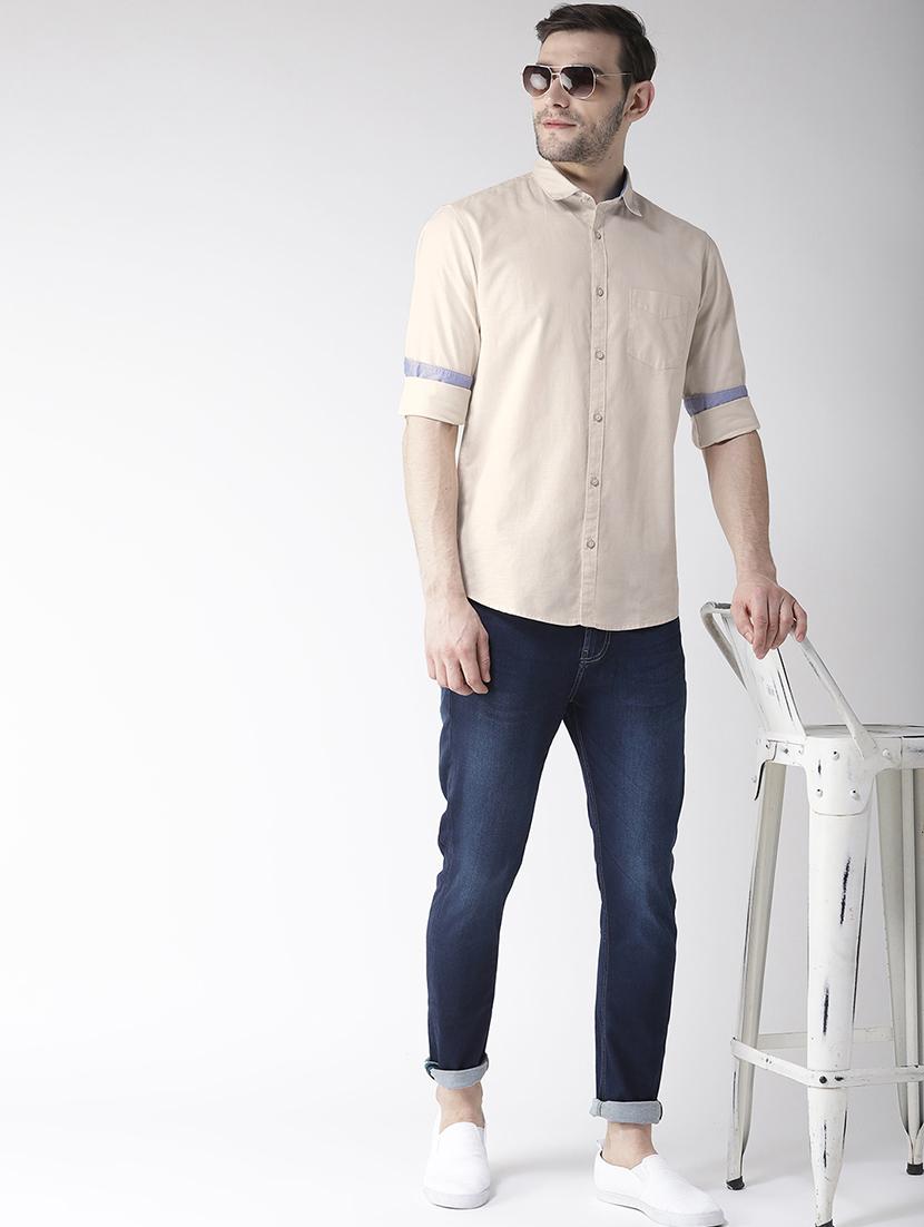 beige solid casual shirt - 16217978 - Zoom Image - 4