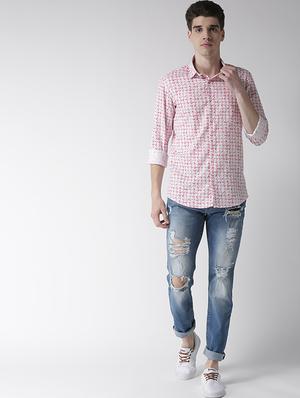red printed casual shirt - 16217987 - Standard Image - 4
