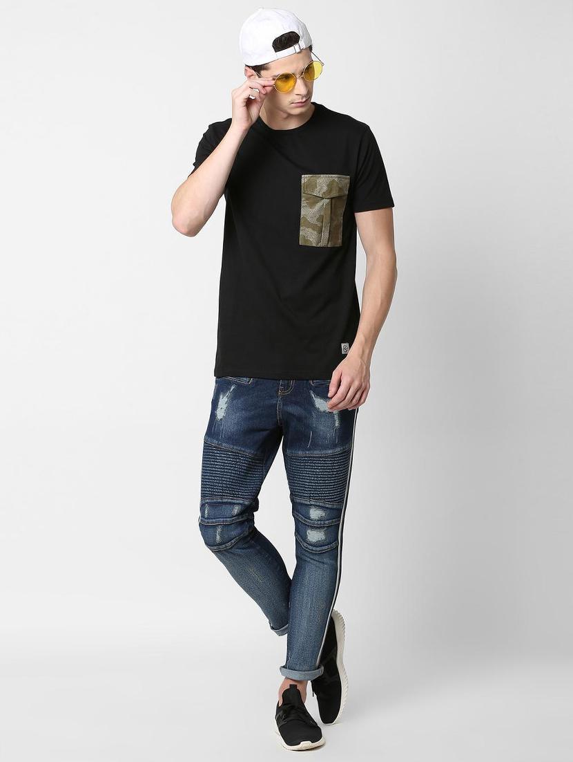 blue side taped biker denim - 16218556 - Zoom Image - 4