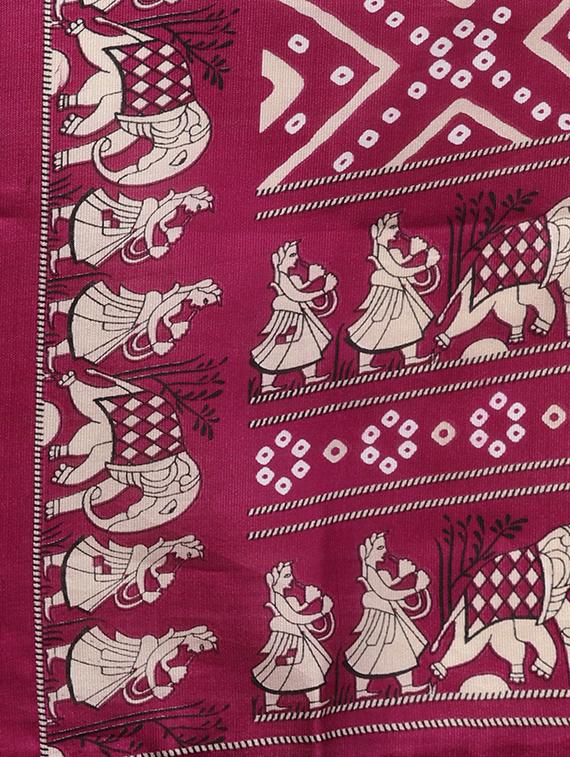 conversational printed saree with blouse - 16219128 - Zoom Image - 4