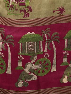 conversational printed saree with blouse - 16219130 - Standard Image - 4