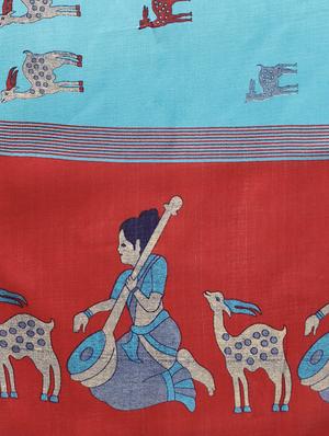 conversational printed saree with blouse - 16219135 - Standard Image - 4
