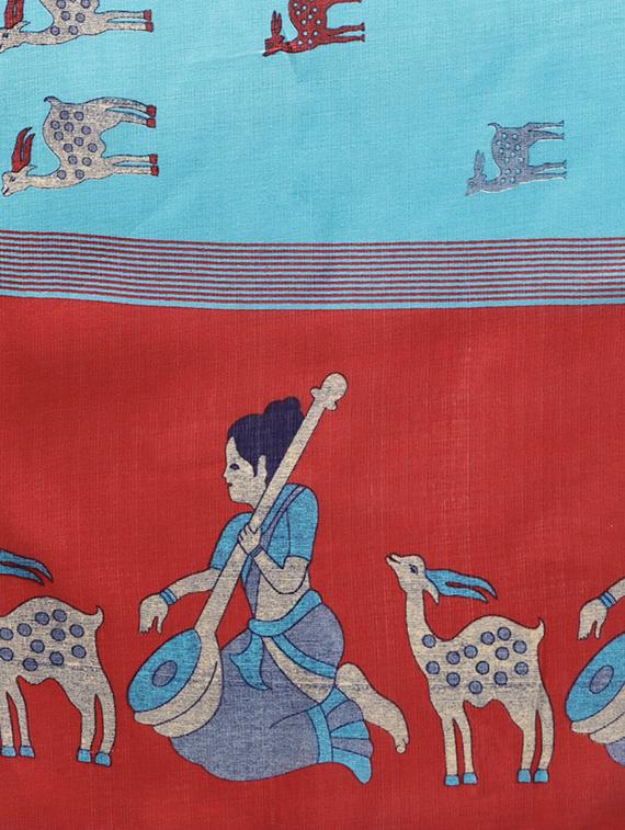 conversational printed saree with blouse - 16219135 - Zoom Image - 4