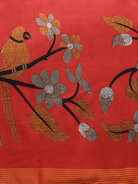 conversational printed saree with blouse - 16219136 - Zoom Image - 4