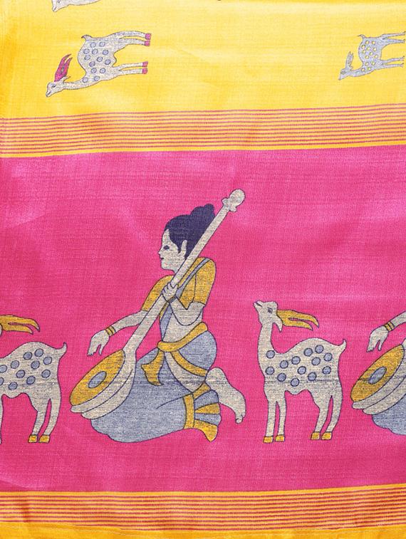 conversational printed saree with blouse - 16219140 - Zoom Image - 4