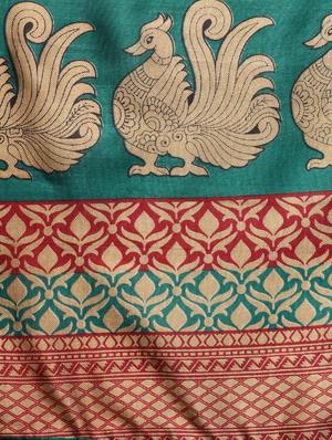 conversational printed saree with blouse - 16219143 - Standard Image - 4