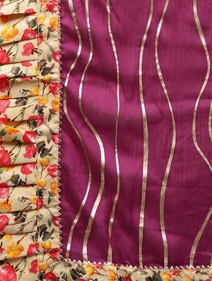 pleated printed saree with blouse - 16219148 - Standard Image - 4
