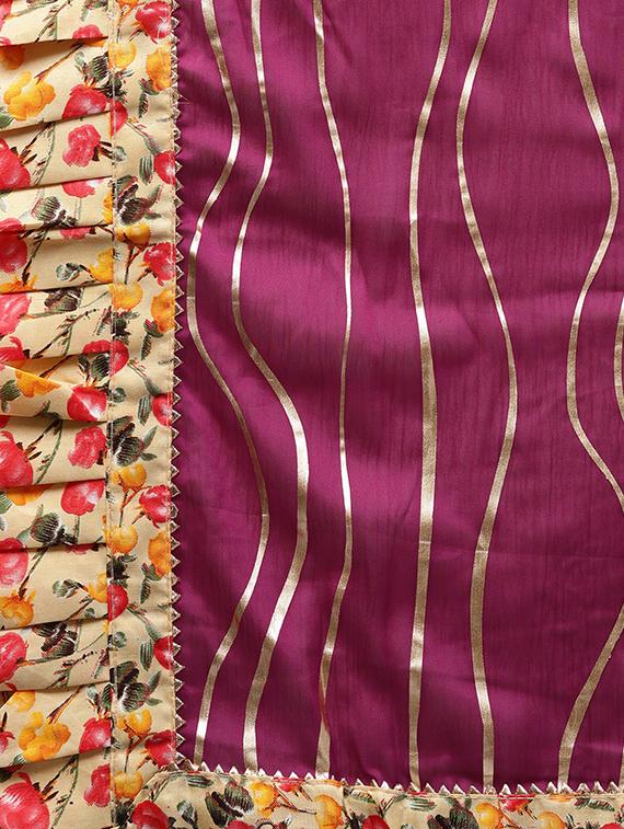 pleated printed saree with blouse - 16219148 - Zoom Image - 4