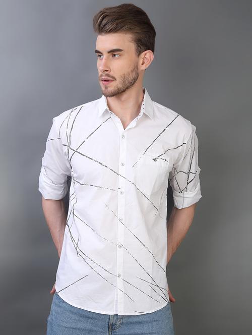 white printed casual shirt - 16219193 - Standard Image - 1