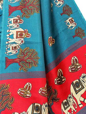 conversational printed saree with blouse - 16219235 - Standard Image - 4