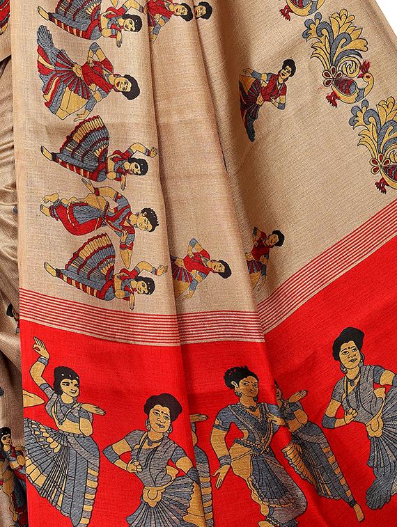 conversational printed saree with blouse - 16219242 - Zoom Image - 4