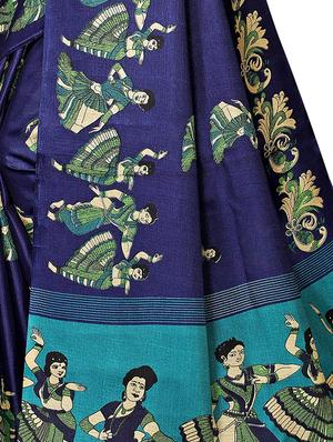 conversational printed saree with blouse - 16219243 - Standard Image - 4