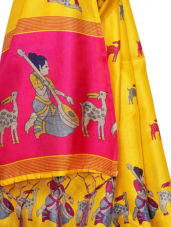 conversational printed saree with blouse - 16219250 - Zoom Image - 4
