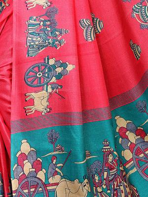 conversational printed saree with blouse - 16219253 - Standard Image - 4