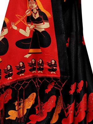 conversational printed saree with blouse - 16219255 - Standard Image - 4